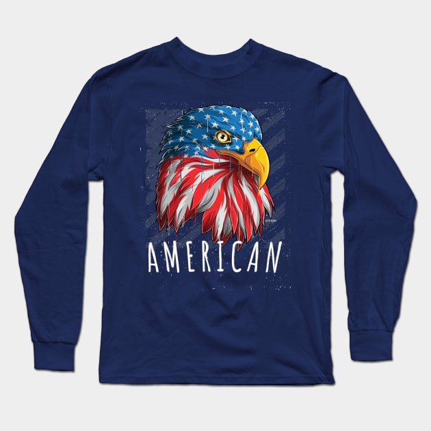 Eagle with American flag Long Sleeve T-Shirt by Richardramirez82